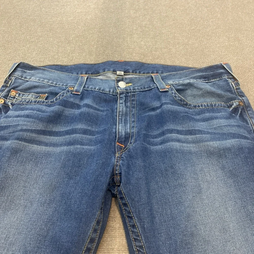 True Religion Straight Jeans Mens Size 44x34 Baggy Wide Leg Y2K‎ Blue Denim